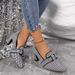 large Size Houndstooth Stylish Thick Heeled Shoes For Women With Comfortable And Versatile Pointed Toe High Heels_vogvips.com