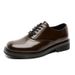 ShoeVault Square Toe Niche Derby Formal Fashion Commuting Small Leather Korean Style Trendy New Thick Sole Height Increasing Men's_vogvips.com