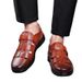 Euro Step Leather Business Casual Formal Soft Sole Non-Slip Summer Men's Sandals Middle-Aged Dad Shoes Black_vogvips.com