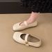 Spring Retro Versatile Round Head Flat-soled Single Shoes Soft Leather Comfortable Versatile One-word Belt Women's Shoes_vogvips.com