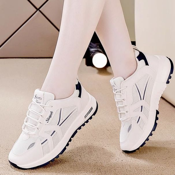 New Spring And Autumn Women's Breathable Mesh Sports Shoes, Korean Style Thick-soled Casual Soft-soled Running Dad Shoes_vogvips.com