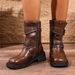 Women's Riding Winter 2025 New Autumn Brown Western Cowboy Martin Chunky Heel Short Boots_vogvips.com