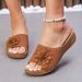2025 Spring/Summer New Style Slope Heel Open Toe Outerwear Slippers For Women, Cool Drag, Large Size Women's Shoes_vogvips.com