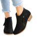 Women's Suede Ankle Boots With Tassel Detail - Comfortable Mid Heel (3-5cm) - Breathable & Durable - Plus Size Available_vogvips.com