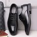 Men’s Smooth Black Lace-Up Derby Dress Shoes, Classic Business Office Leather Shoes_vogvips.com