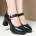 Elegant Chun Heel Work Pumps – Slip-Resistant Platform Mary Jane Shoes For Women (Black, 7cm Heel)_vogvips.com