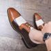 Euro Step Men's Fashion Summer Square Toe Top Layer Leather Business Formal Brogue Office Three-Joint Oxford Shoes_vogvips.com