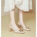 French Style Peep Sandal For Women, Chunky Heel, Summer 2025 Fairy Style, Open Back, Single Strap, Square Toe High_vogvips.com