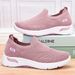 Women's Comfortable Walking Shoes - Lightweight Breathable Knit Sneakers For Casual & Travel - Soft Cushion Flat Sole Slip-On Design_vogvips.com