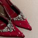 Summer Red Satin High Heels With Rhinestone Pointed Toe Stiletto Heels Fairy Style Crystal Wedding Shoes For Women_vogvips.com