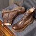 European Warm Series Autumn Winter Martin Genuine Leather Top Layer Cowhide Short British Style Fleece Lined Work Boots Trendy High-top Men's_vogvips.com