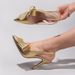 Elegant Side Bow Design High Heeled Sandals Luxury PU Leather Pointed Toe Thin Heels Fashion Back Strap Women S_vogvips.com