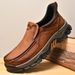 Autumn Winter New Men's Leather Slip-On Flash Wear Thick Sole Wear-Resistant Lightweight Loafers Casual Shoes_vogvips.com
