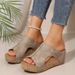 Women's Shoes Large Size Foreign Trade Wedge Sandals 2025 Summer New Retro Thick Bottom Fish Mouth Roman Sandals Women's Platform Cake Thick Bottom_vogvips.com
