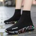 Large Size Sock Plush Thermal Couple Shoes, Camouflage High Top Casual Men's Cotton Shoes_vogvips.com