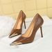High Heels Stiletto Women's Shoes Snake Pattern Patent Leather Light Mouth Metal Pointed High Heel Single Shoes_vogvips.com