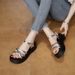 Thick-soled Silver Open-toed Sandals Women's Day Out With Skirt Casual Vacation Roman Beach Shoes_vogvips.com