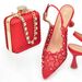 Women Shoe Bag Set Fashion Shiny Rhinestone Mesh Evening High Heel Pointed Toe Sandals Elegant Fairy Style_vogvips.com
