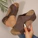 Women's Plus Size Wedge Sandals Summer Cross-Over Studded Platform One Strap Sandals Wish_vogvips.com