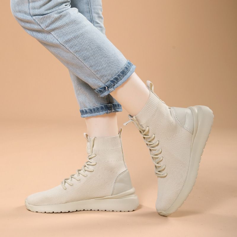 Plus Size High Top Trendy Socks, Lace Up Women's Shoes, Soft Sole, Middle-Aged And Elderly Casual Lightweight 344_vogvips.com