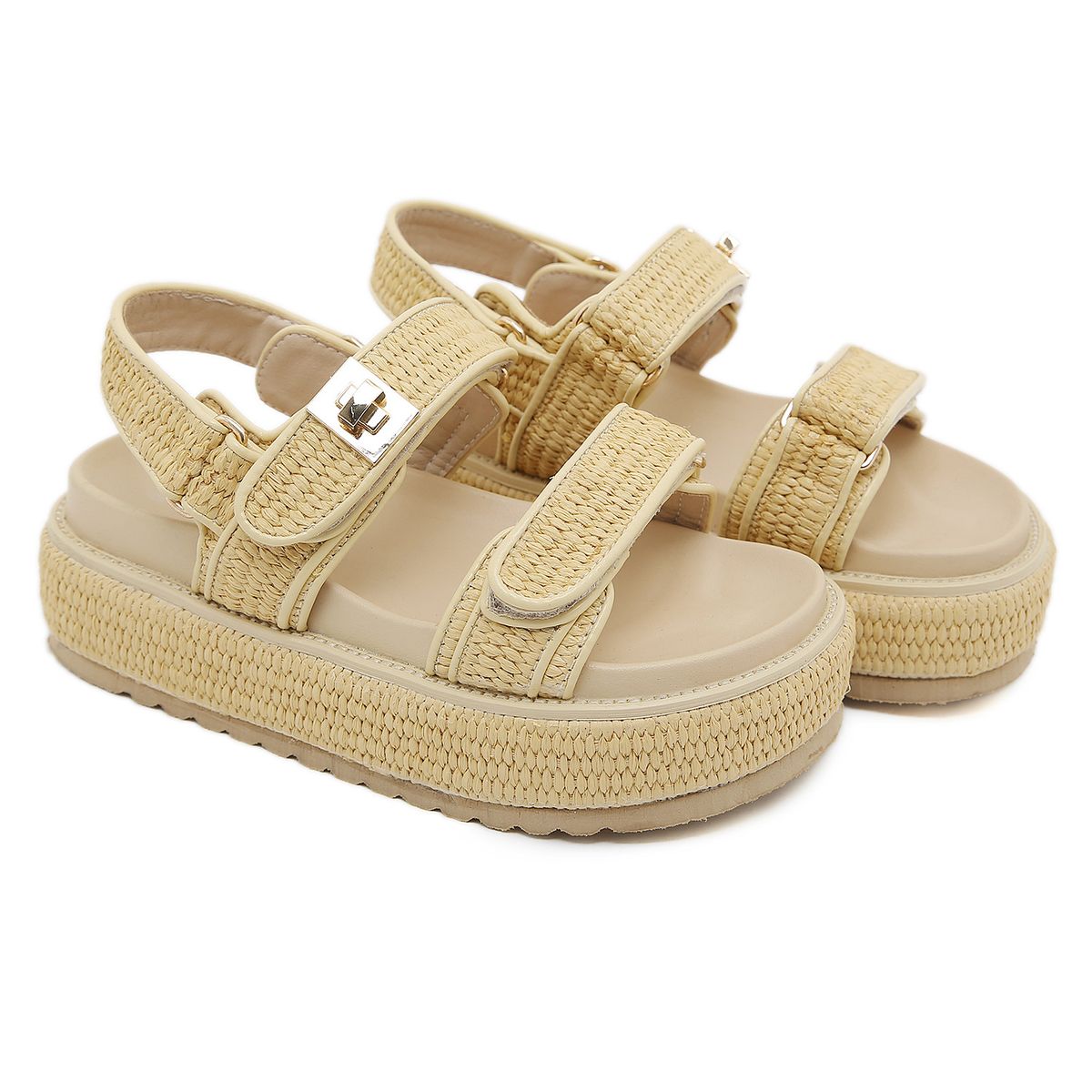 Women’s Shoes Summer New Open Toe Woven Hollow Flat Sandald Roman Shoes Trend Heightening Women's Shoes_vogvips.com