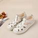 Genuine Leather Clogs Closed Toe Hollow Out Women's Shoes Summer Comfortable Soft Sole Non-Slip Flat Middle-Aged And_vogvips.com