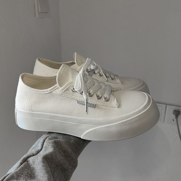 Canva For Women Autumn Edition Thick Oled Big Toe Monochrome Tudent Caual Veratile Anti Lip Trendy Board_vogvips.com