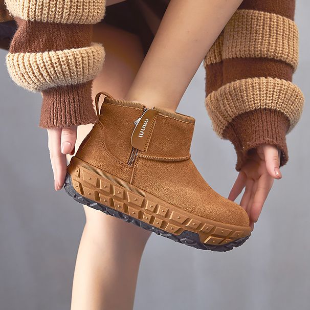 Women's Shoes Thick Soled Snow Boots Winter New Short Tube Plus Velvet Thick Warm Inner Height Increasing Cotton Shoes Waterproof And Non Slip_vogvips.com