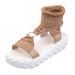 Large Thick Soled Lightweight Woven Slippers For Women's New Casual Yarn Round Headed Roman Sandals_vogvips.com