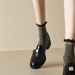 French Retro British Style Chunky Heel Loafers For Women, Soft Leather Slip-on With Camellia Decoration, Spring And_vogvips.com