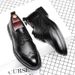Euro Step Leather British Brogue Carved Business Formal Casual Men's Breathable Black Wedding Shoes 18567-G_vogvips.com