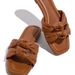 Women's plus Size Flat Sandals Solid Color Open Toe Southeast Asian Style Beach Slippers with Bow Cross Border Design_vogvips.com