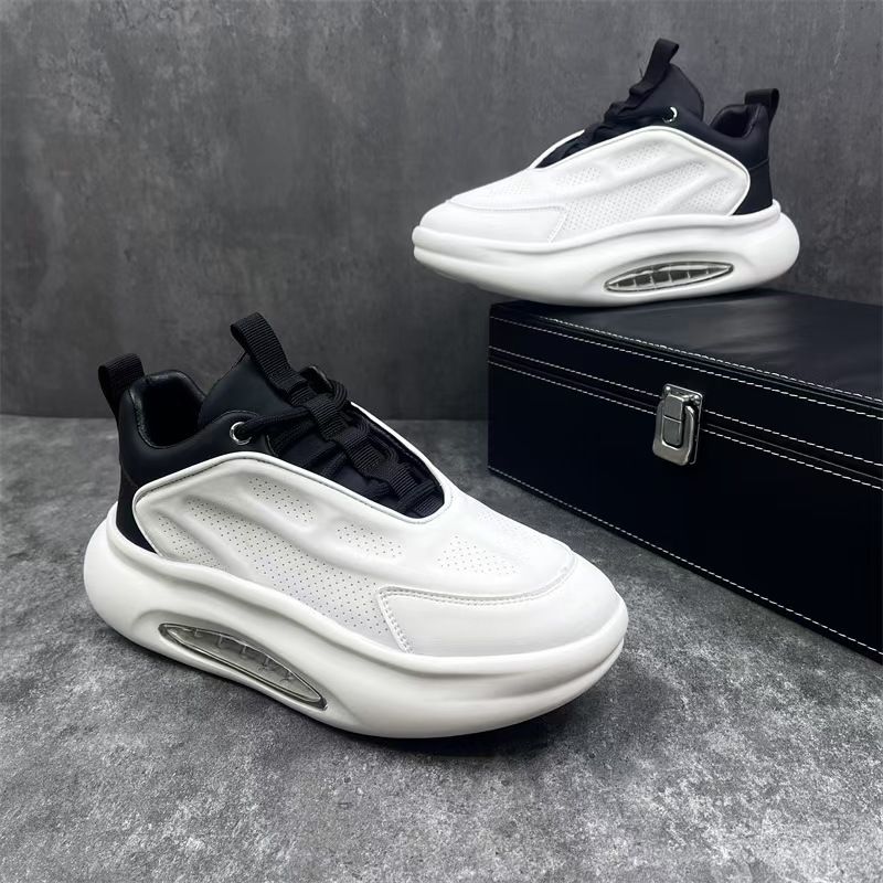 Men's Fashion Sneakers With Cushioned Insoles - Breathable Casual Shoes For Daily Wear & Light Sports (White/Black-Orange/Black-White)_vogvips.com