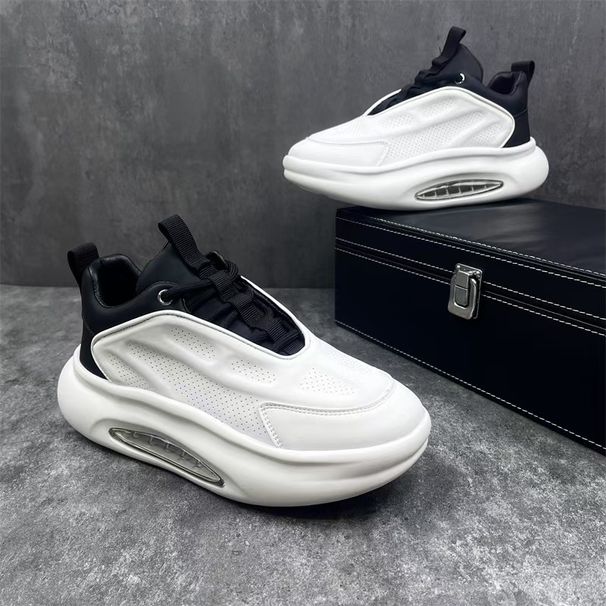 Men's Fashion Sneakers With Cushioned Insoles - Breathable Casual Shoes For Daily Wear & Light Sports (White/Black-Orange/Black-White)_vogvips.com