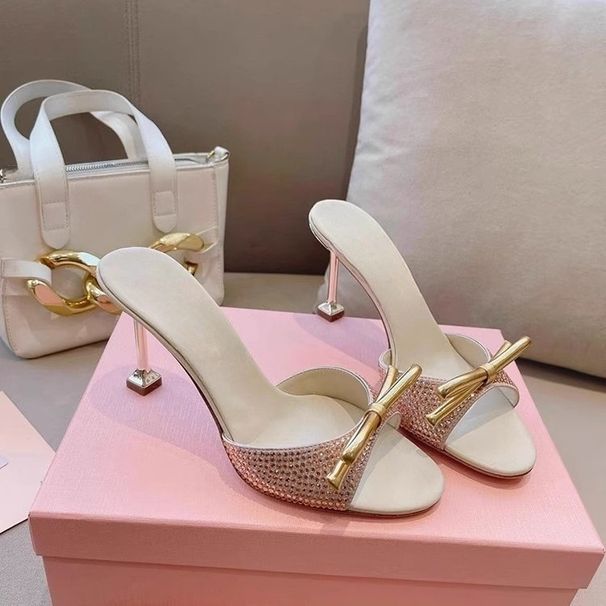 Rhinestone Strap For Women, Summer 2026 New European And American Style, High-heeled Shoes With Thin Heels, Round Toe,_vogvips.com