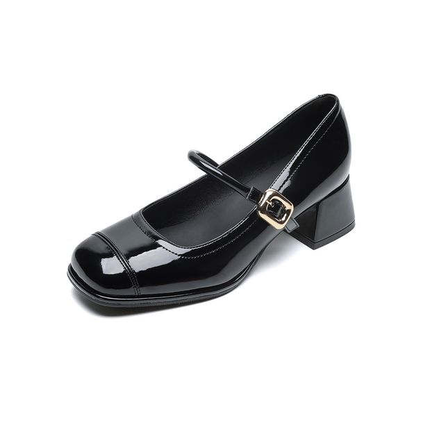French Square Head Mary Jane Shoes Women's Word With High Heels, Light Mouth Thick Heel Single Shoes Women's Commuting_vogvips.com