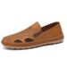 Men's Summer Loafers Breathable Hollow Slip-On Soft Sole Lightweight Driving Shoes Large Size Men's Leather Shoes_vogvips.com