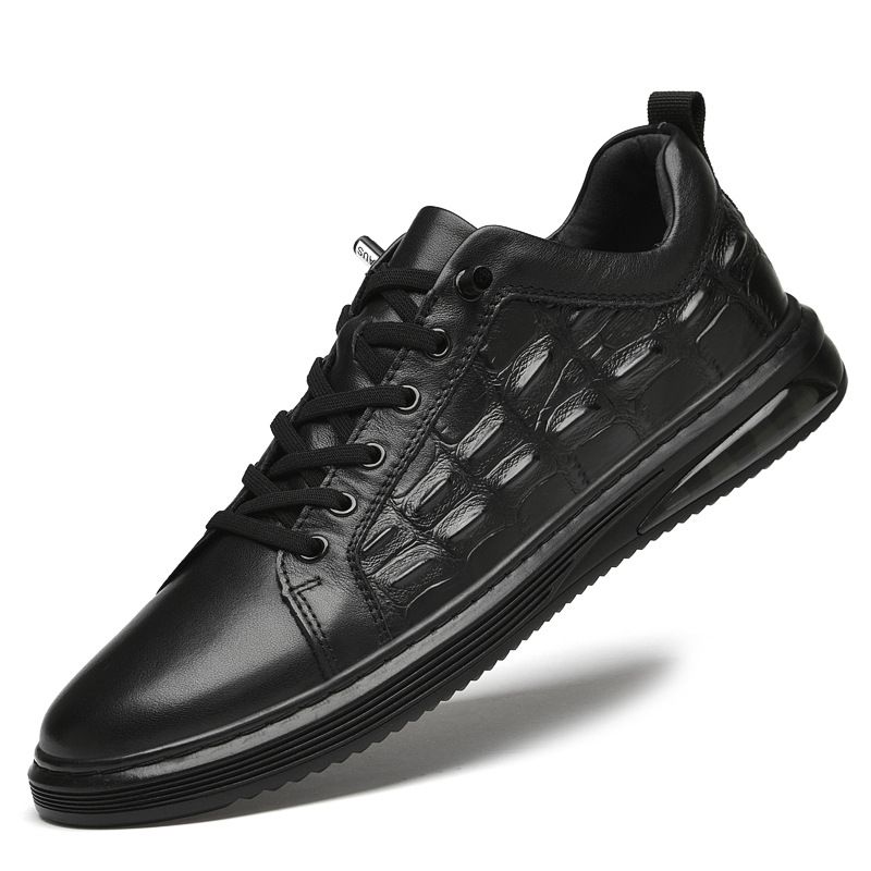 Little White Shoes Men's First Layer Cowhide Low-top Casual Board Shoes Men's Soft-soled Men's Shoes_vogvips.com