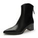 Chunky Heel Pointed Toe Short Boots For Women, Autumn And Winter Single Boots, 2025 New Mid-Calf Boots, French Style Elegant Leath_vogvips.com