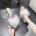 Fairy Wind Furry Slippers Summer New Crystal High-end Ultra High Waterproof Platform High Heels_vogvips.com
