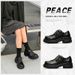 ShoeVault Inner Height Increase Wrinkled Trendy Thick Sole Raised Leather Men And Women Casual British Style Derby Black Commuting_vogvips.com