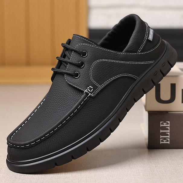 Men's 2025 Spring New Item Cowhide Low Top Soft Sole Business Casual Dad Middle-aged Leather Shoes Men_vogvips.com