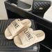 Women's Summer Outdoor Thick-soled Slip-on Sandals With Velcro And Letter Design, 3cm, Slimming, Lightweight, Non-slip,_vogvips.com