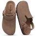 Smile Pop New Fashion Women's Suede Clogs With Back Strap Men's Leather Mules Cork Footbed Slip On Potato Shoes For_vogvips.com