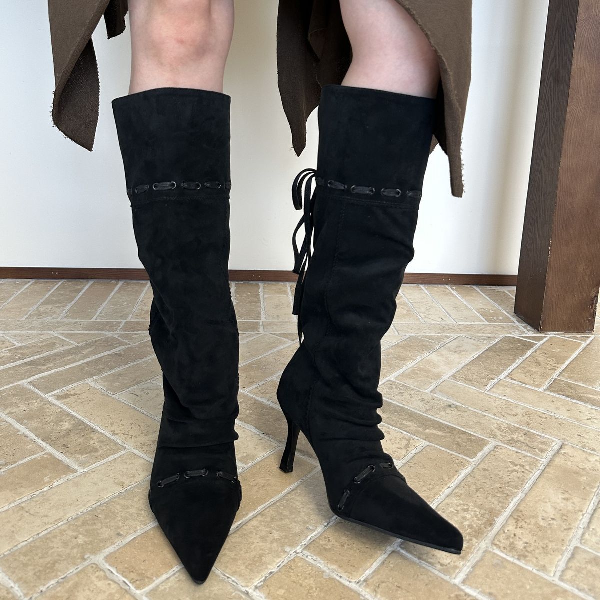 Pointed Toe Western Cowboy 2025 New Over-the-Knee Long Versatile Slouch Lace-Up High Boots_vogvips.com