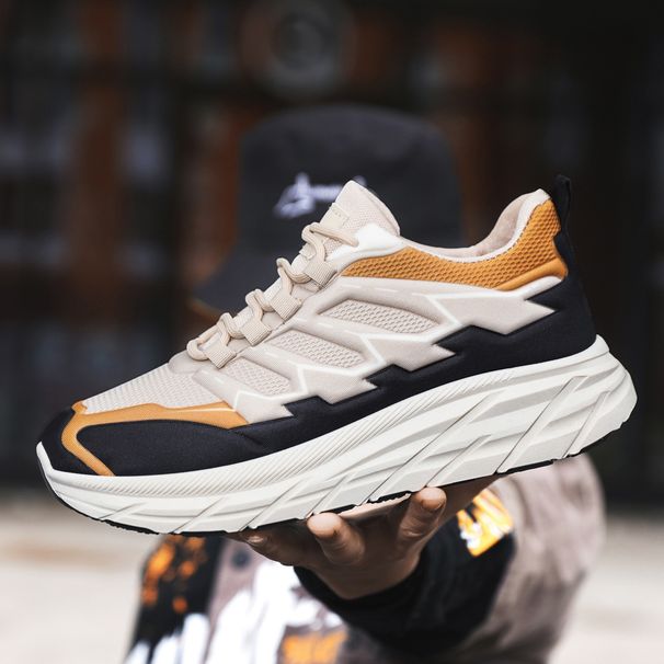 Sports Fashionable Thick Soled Versatile Dad Color Blocked Low Top Mesh Breathable Casual Shoes, Plus Size Men's Shoes_vogvips.com