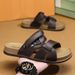 Fashion Leather Summer Comfortable Adult Men's Casual Slippers Beach Shoes For Men Non-slip Open-toe Black Sandals_vogvips.com