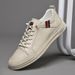 Men's Casual Board Shoes Small Size Lace-up-free Leather Board Shoes Hollow Hole White Shoes_vogvips.com