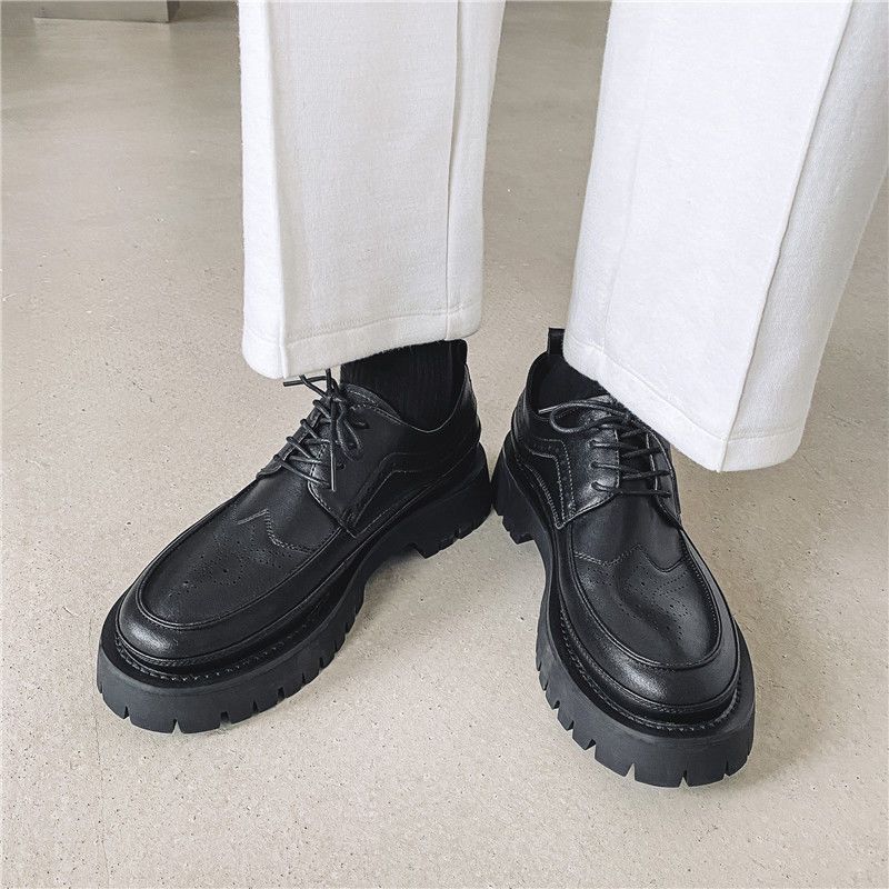 Euro Step Beijiang Wolf Large Leather British Style Thick Sole Brogue Trendy Men's Fashion Shoes_vogvips.com