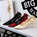 9527-10 European And American Style Banquet Stiletto Satin Versatile Bow Pointed Toe Shallow Single Shoes Elegant High_vogvips.com